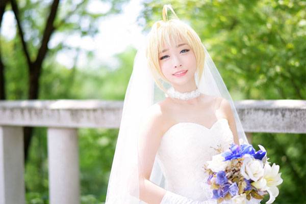螺旋猫Tomia《Fate》Saber婚纱Cos（8）