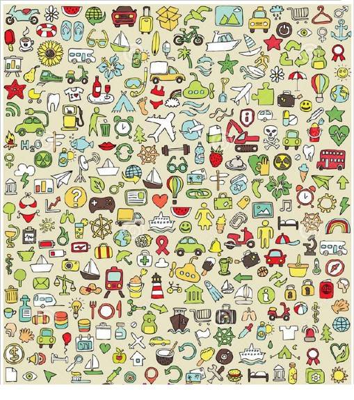 可爱的手绘简笔画手帐图标素材