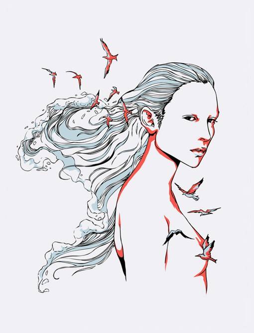 极具飘逸线条感的泰国抽象手绘插画