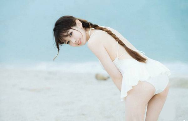 双马尾贫乳萌妹海边泳装写真图片写真（1）