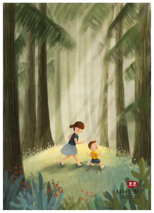 热爱生活为主题的甜美小清新插画图片