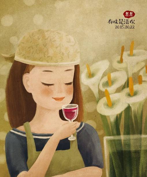 热爱生活为主题的甜美小清新插画图片