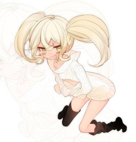 二次元高领开胸毛衣美少女美图二（6）