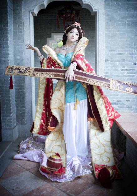 韩国萌妹AZA琴女娑娜古琴风福利COS（9）