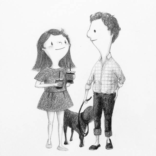 爱意满满的手绘情侣婚礼及日常生活的人物插画