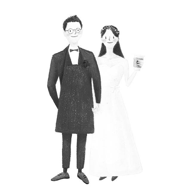 爱意满满的手绘情侣婚礼及日常生活的人物插画