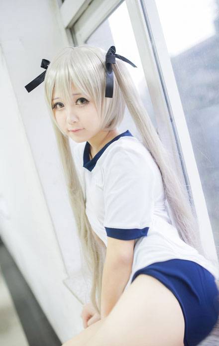 清纯萌妹春日野穹体操服COS（15）