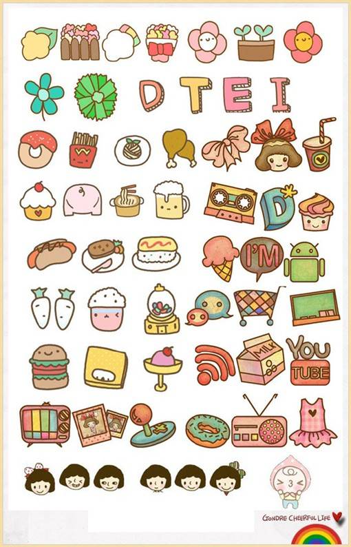 可爱的卡通风格漫画手绘简笔画图标素材图片