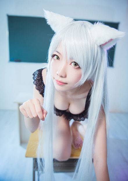 《物语系列》羽川翼黑色内衣COS（5）