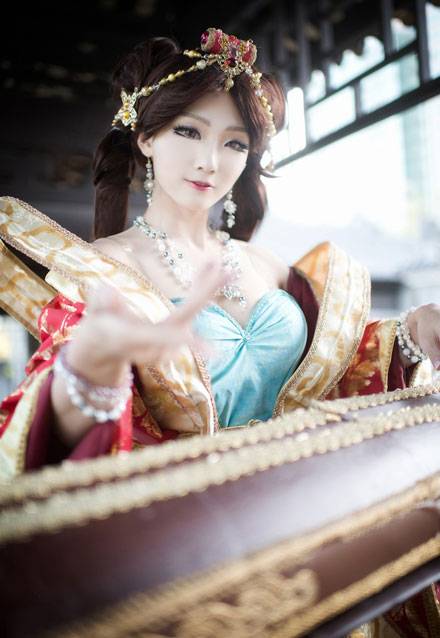 韩国萌妹AZA琴女娑娜古琴风福利COS（3）