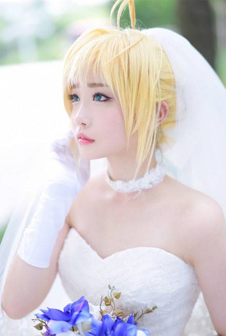 螺旋猫Tomia《Fate》Saber婚纱Cos（4）