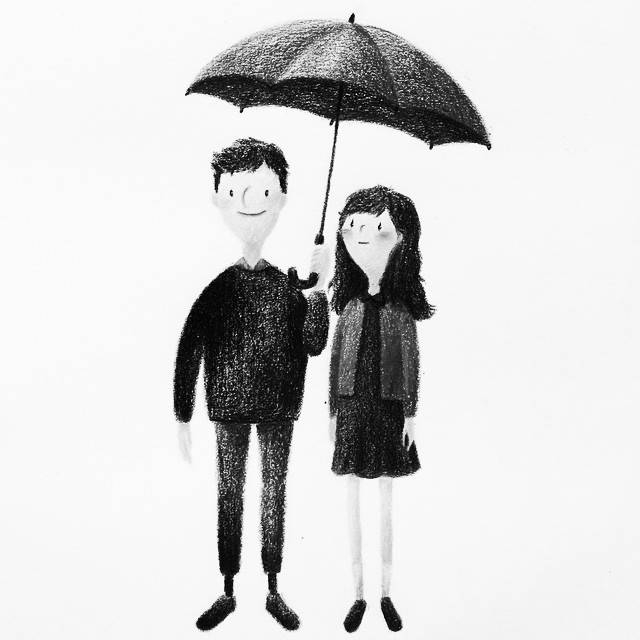 爱意满满的手绘情侣婚礼及日常生活的人物插画