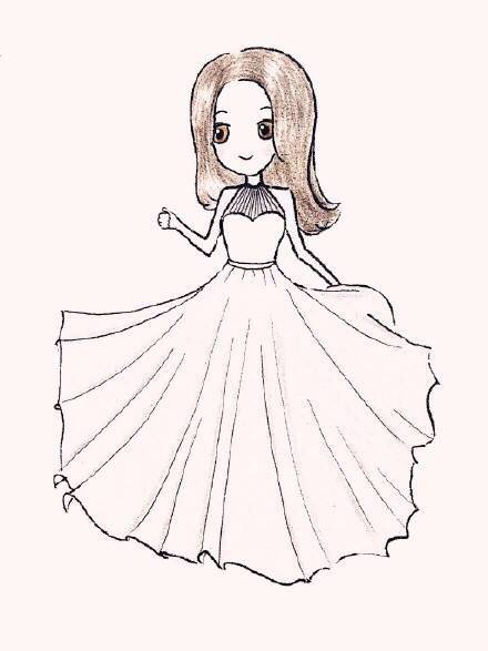 唯美彩铅婚纱人物画