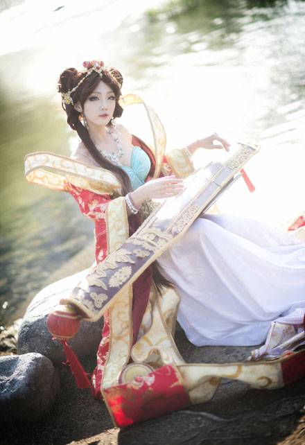 韩国萌妹AZA琴女娑娜古琴风福利COS（7）