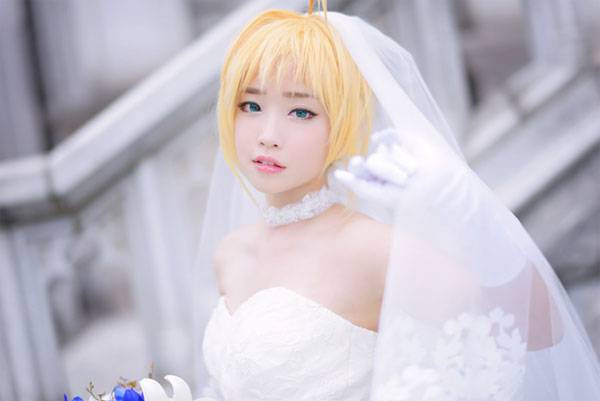 螺旋猫Tomia《Fate》Saber婚纱Cos（15）