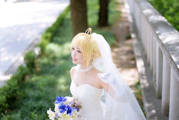 螺旋猫Tomia《Fate》Saber婚纱Cos（7）