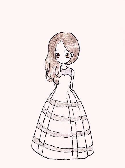 唯美彩铅婚纱人物画