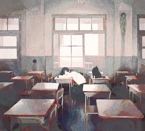 纯（Jun）插画作品图包分享：制服少女的忧郁[121P]