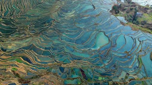 拍摄自红河县的梯田群航拍摄影美作