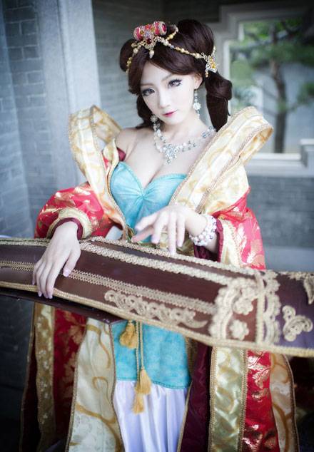 韩国萌妹AZA琴女娑娜古琴风福利COS（1）
