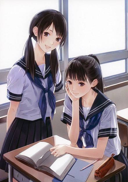 二次元托腮美少女可爱图集一（9）