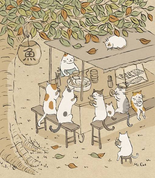 喵星人的日常生活趣味小插画