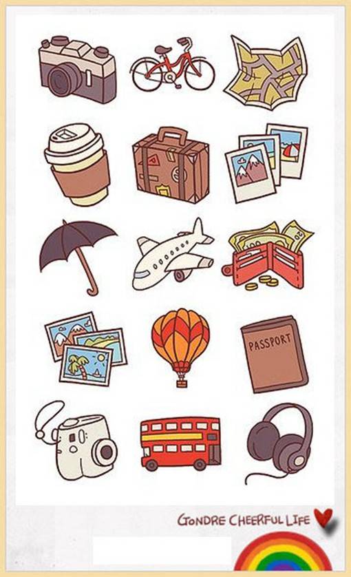 可爱的卡通风格漫画手绘简笔画图标素材图片