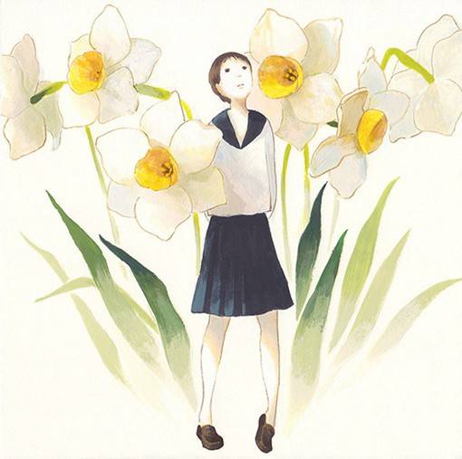 关于花与少女的唯美清新的主题插画图片