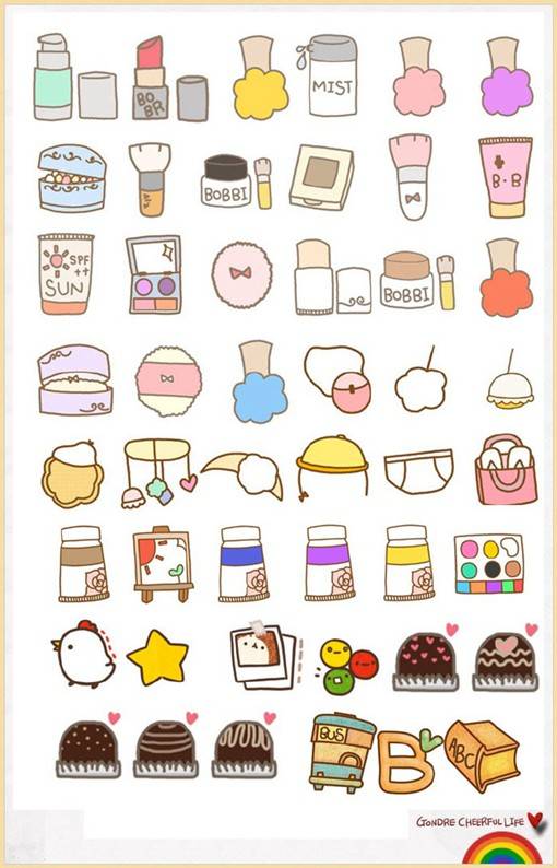 可爱的卡通风格漫画手绘简笔画图标素材图片