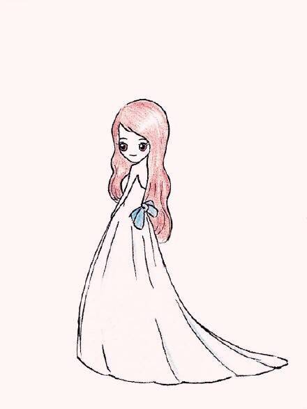 唯美彩铅婚纱人物画