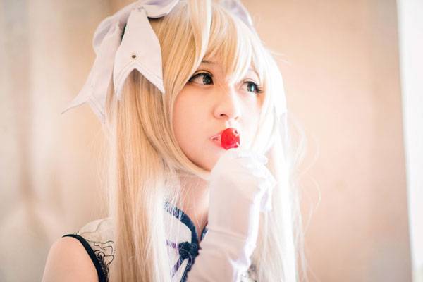 清纯软妹春日野穹白丝旗袍COS（3）