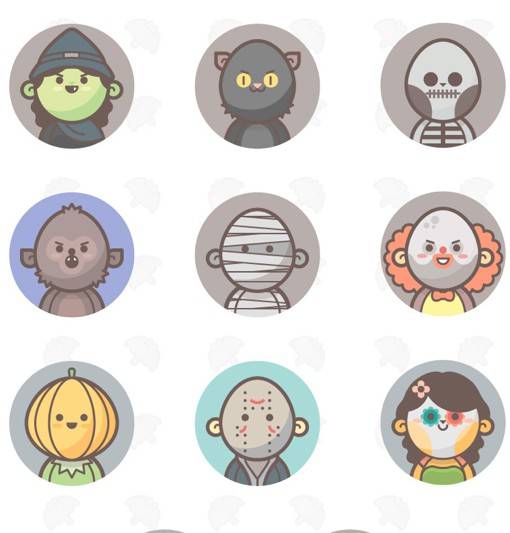 漫画风格的万圣节图标矢量素材