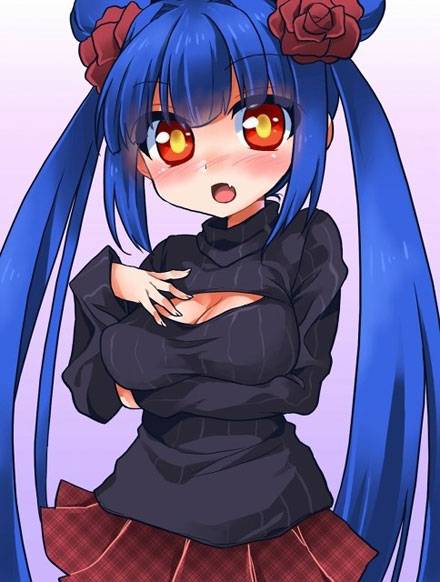 二次元高领开胸毛衣美少女美图三（9）