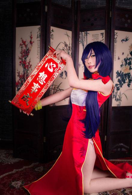 东条希同人旗袍萌妹爆乳COS（7）