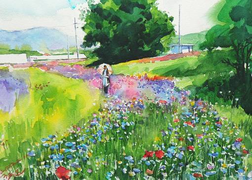 田园风格的欧式水彩画图片