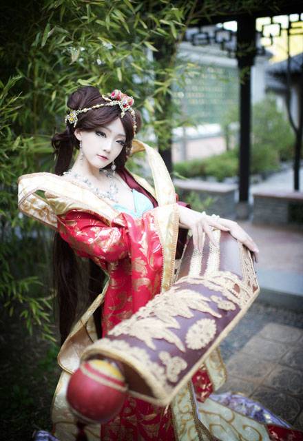 韩国萌妹AZA琴女娑娜古琴风福利COS（10）