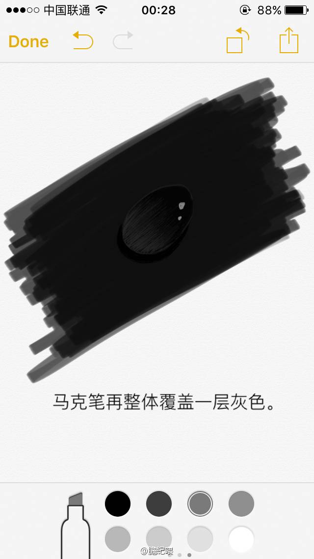 用Iphone备忘录画画的膽紀喂的水滴绘画教程