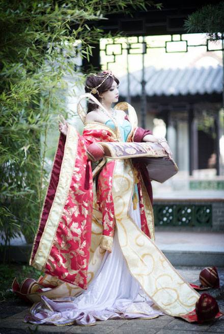 韩国萌妹AZA琴女娑娜古琴风福利COS（11）