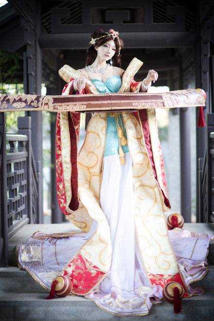 韩国萌妹AZA琴女娑娜古琴风福利COS（15）