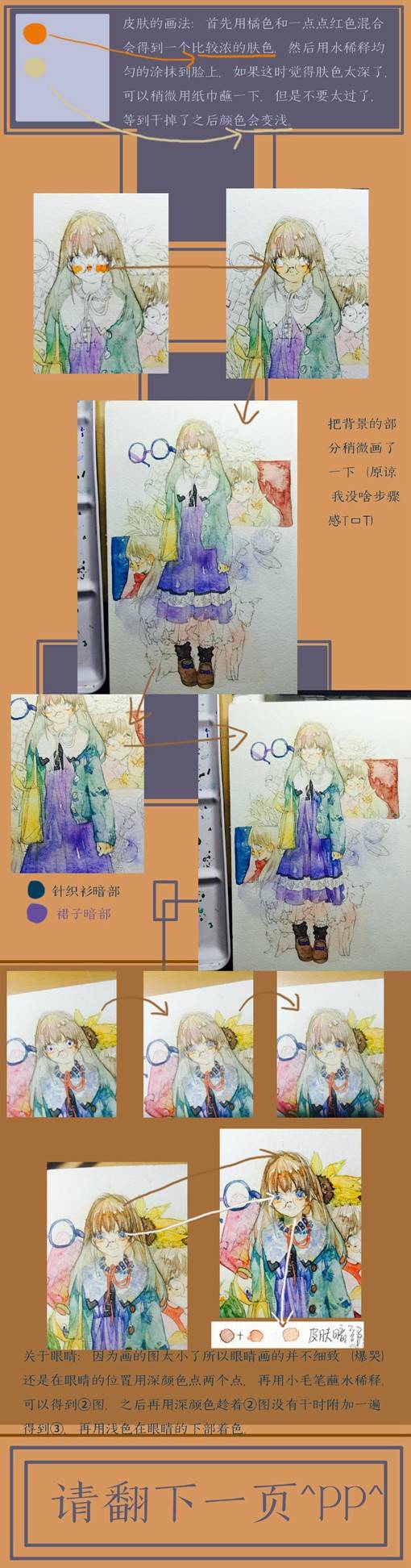 完整的水彩画线稿上色教程