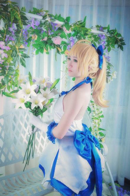 《Fate》Saber蓝百合白丝礼服Cos（8）