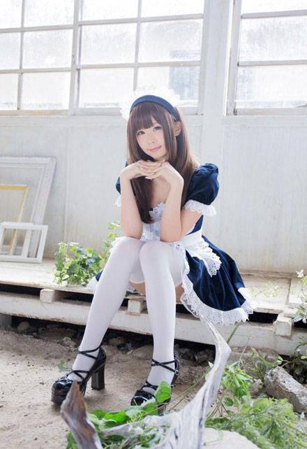 日本人气COSER五木昶白色女仆装COS（3）