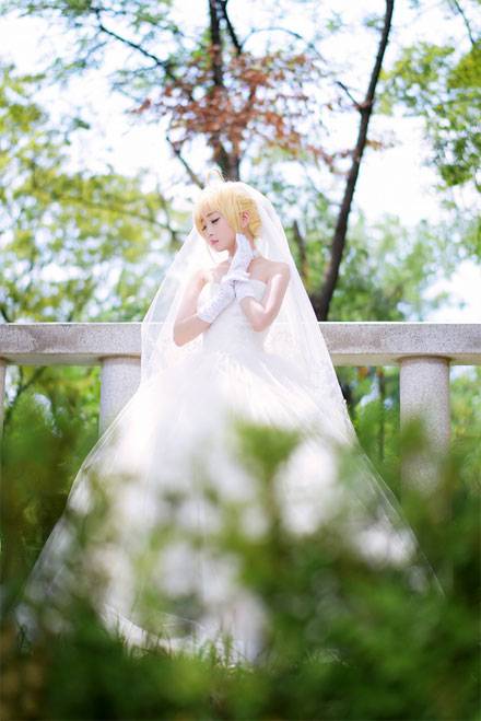 螺旋猫Tomia《Fate》Saber婚纱Cos（11）