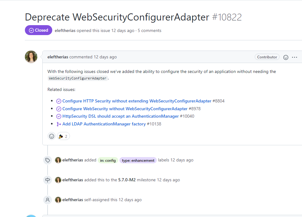 Deprecate Websecurityconfigureradapter