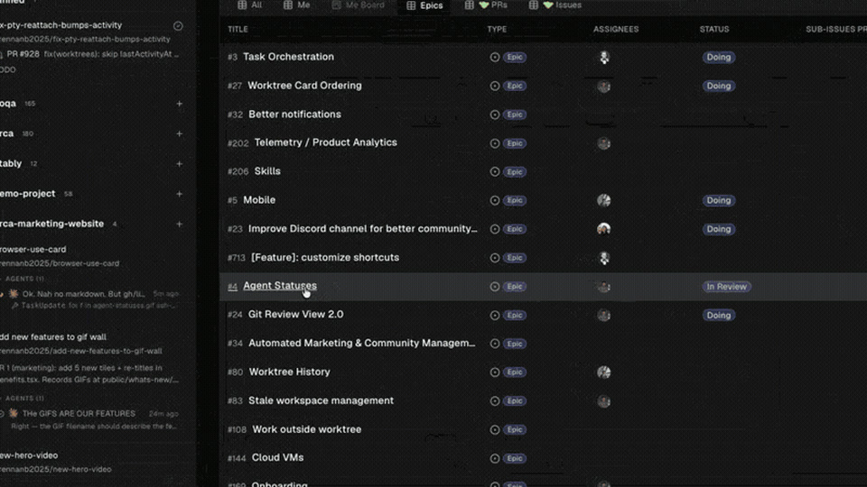 GitHub and Linear task workflows in Orca