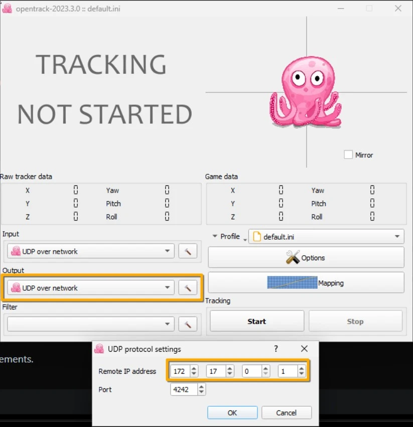 opentrack Windows config