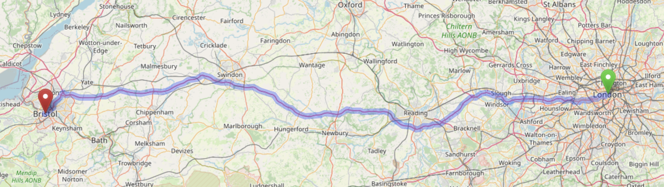 The Great West Way captured on OpenStreetMap.org