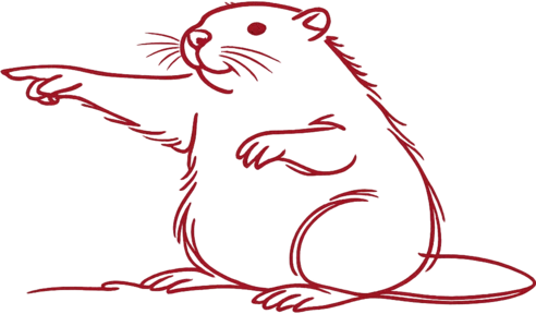 Beaver pointing to button