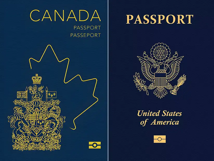 Canadian and United States passports side by side