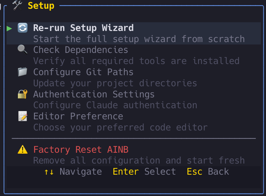 Setup wizard with dependency checks
